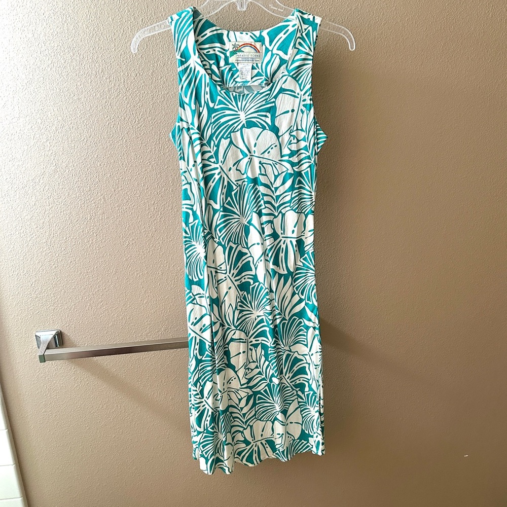 EUC Teal Aloha Print Tank Dress